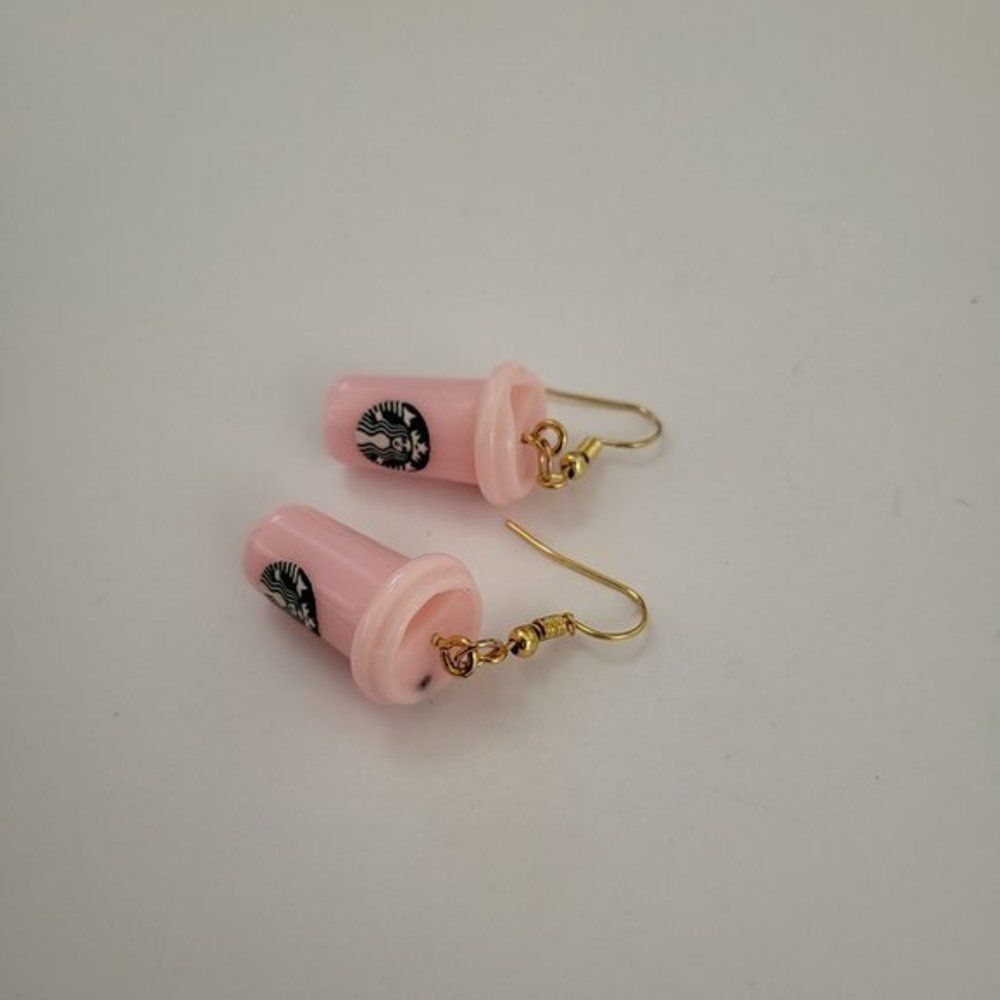 Women's Starbucks Pink Cup Dangle Drop‎ Earrings, Coffee Fashion Jewelry - Picture 9 of 10